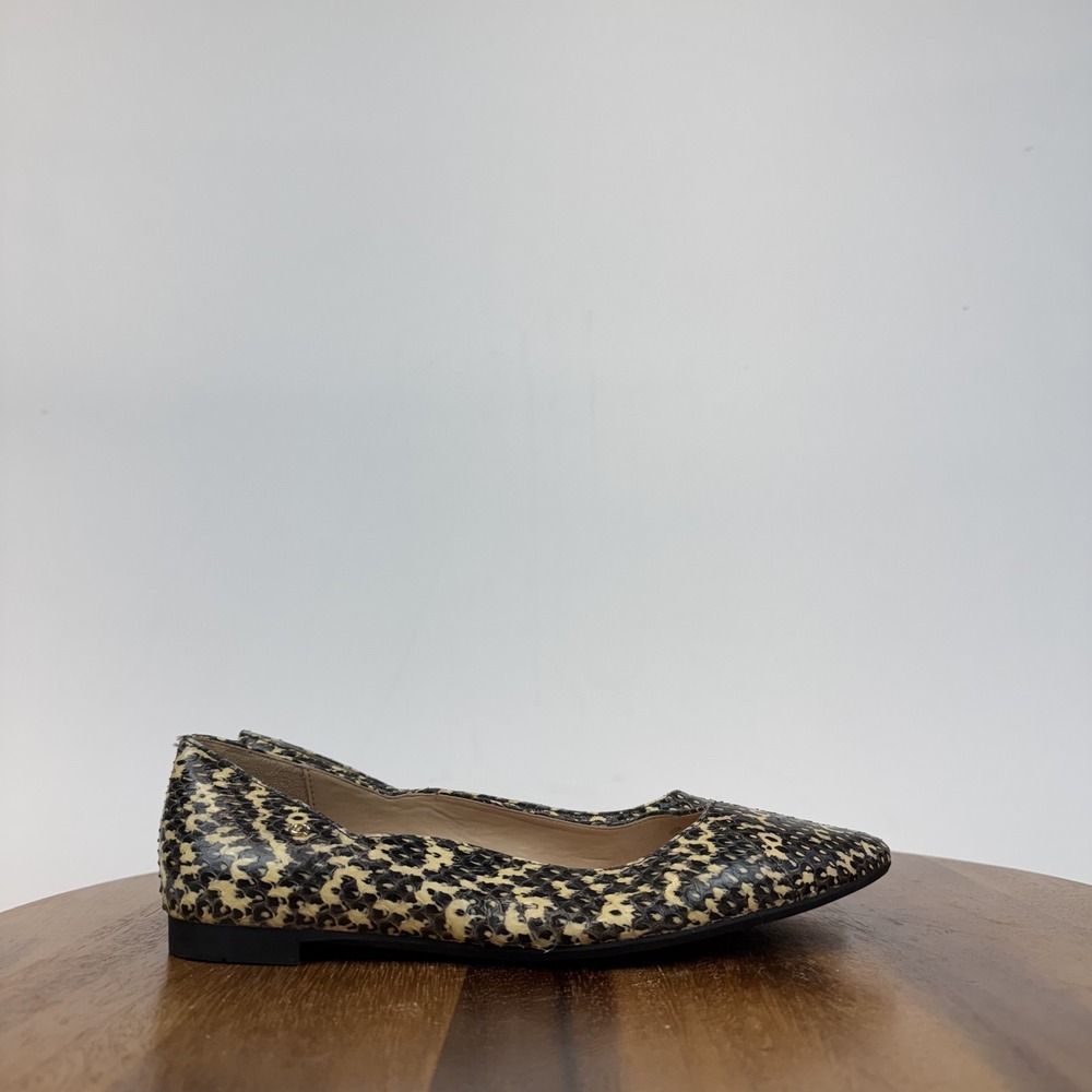 New Womens Coach Vierra Skimmer Leather Snakeskin Print Pointed Toe Flats Size 5 - Picture 3 of 7